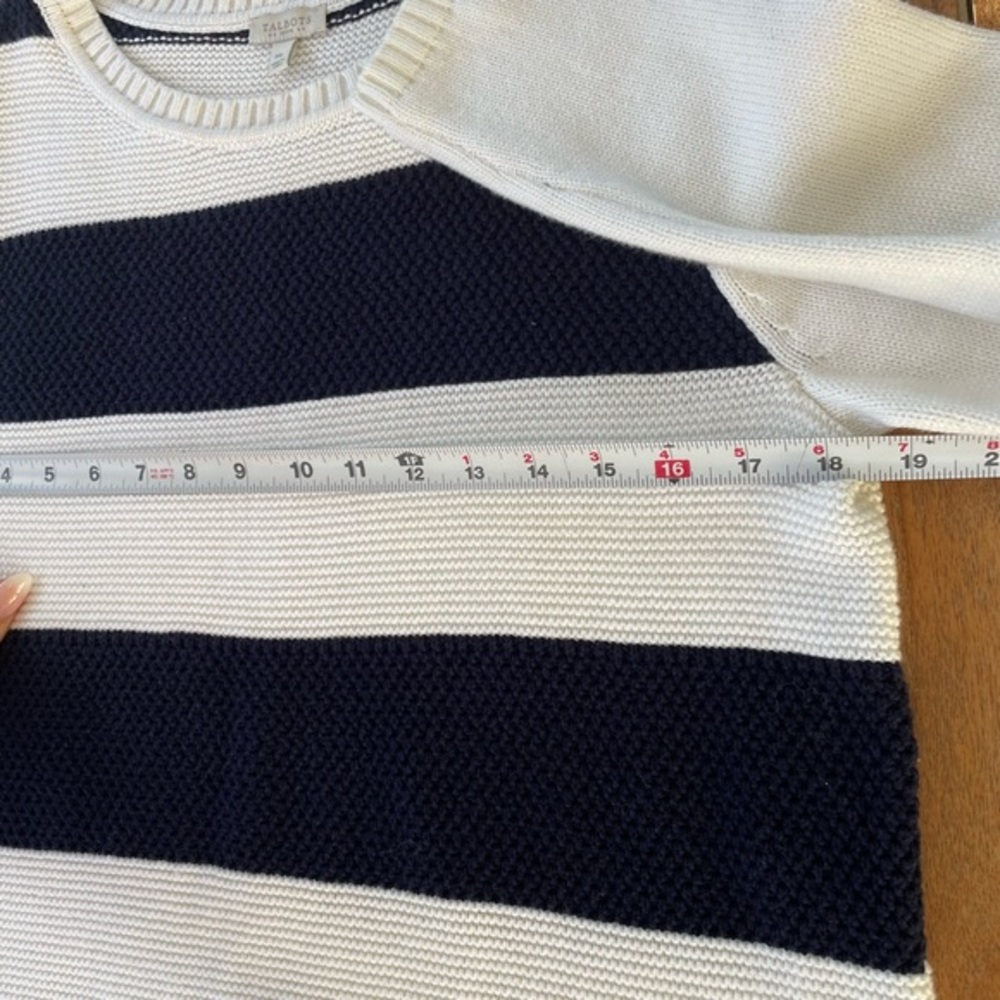 Talbots Black and White Striped Knit sweater Medium Petite 🖤 - Picture 4 of 7